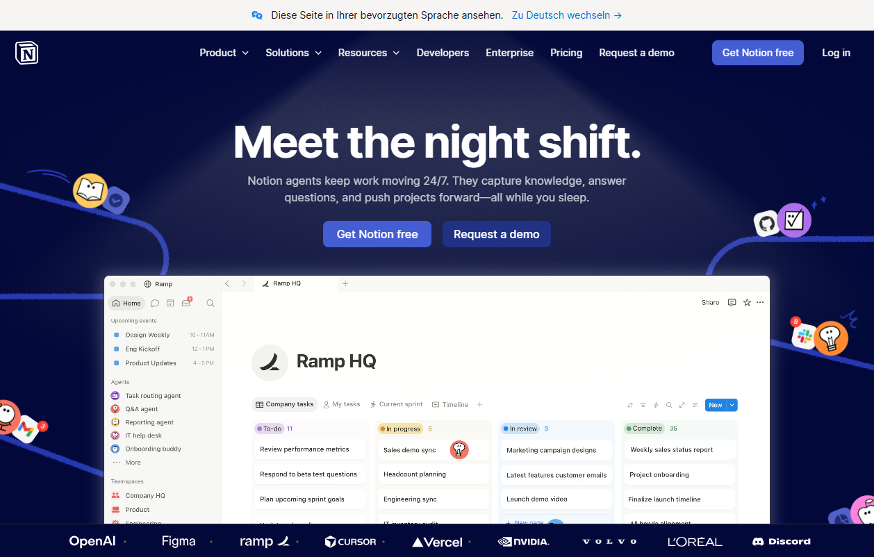 Notion homepage