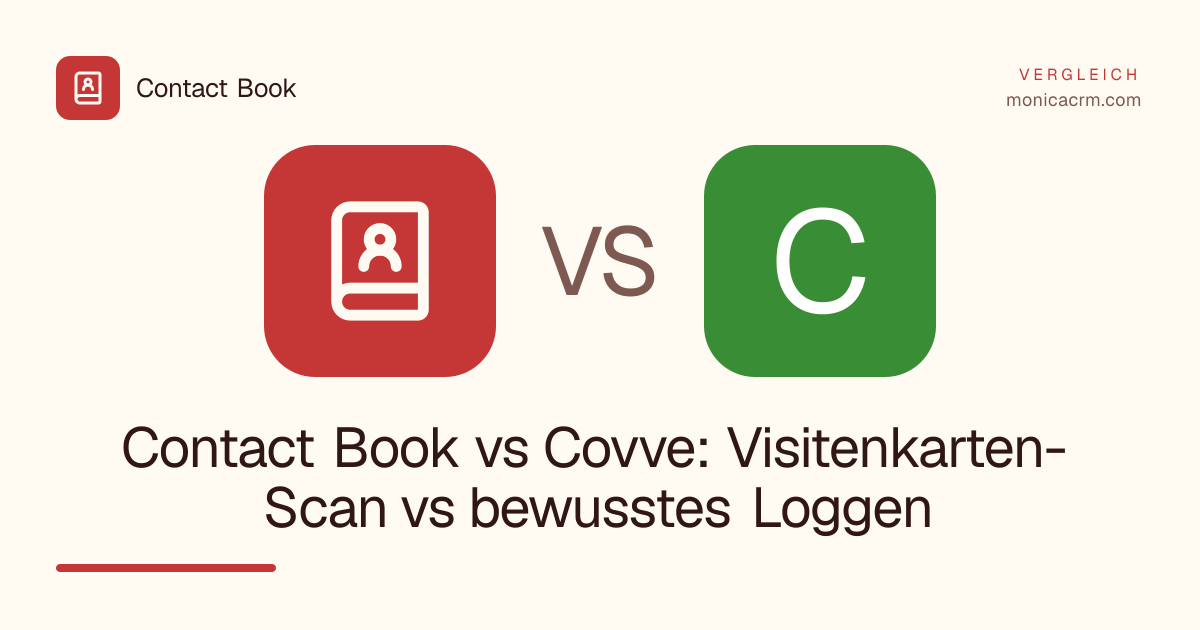 Contact Book vs Covve: Visitenkarten-Scan vs bewusstes Loggen