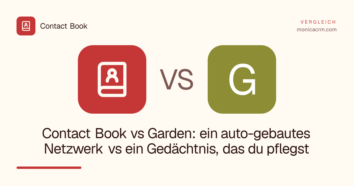Voller Vergleich Contact Book vs Garden